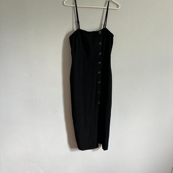 Windsor Black Button Up Linen Midi Dress - Picture 3 of 10